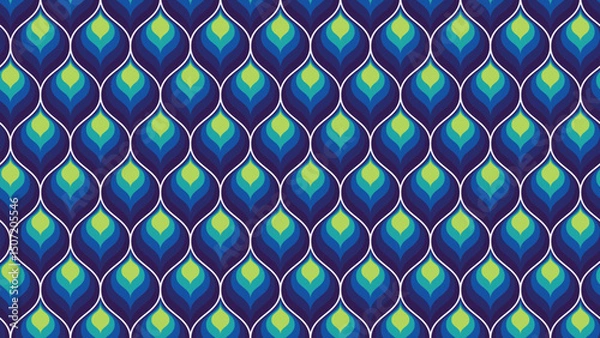 Obraz Seamless peacock feather pattern. Peacock feather design pattern for Interior and Banners design. Vector illustration.