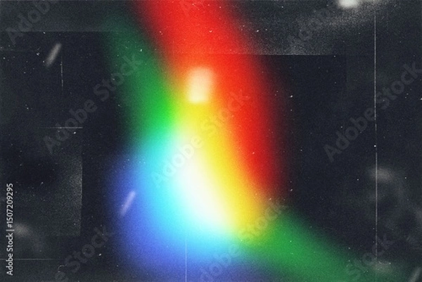 Fototapeta Rainbow crystal light leaks, Background of retro film overly, image with scratch