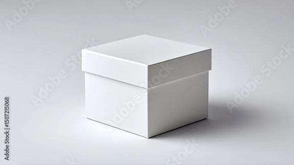 Fototapeta White square gift box with lid on plain background