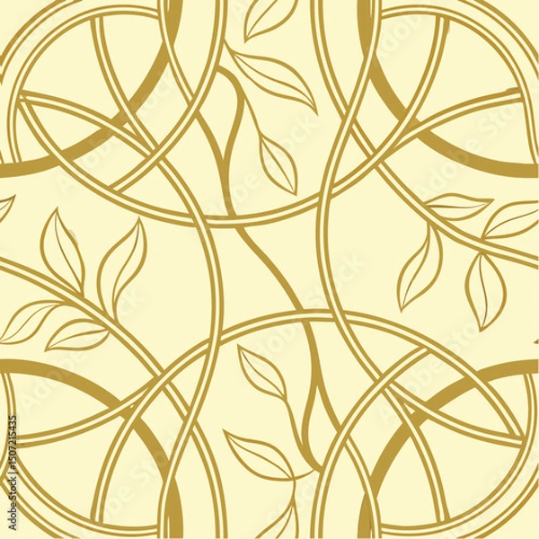 Fototapeta Ornate Vine Pattern: An ornate pattern featuring intertwined golden vines and delicate leaves, creating a vintage and luxurious aesthetic.
