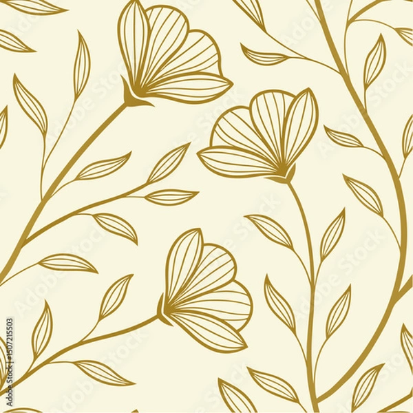 Obraz Seamless floral and leaf pattern design for nature-inspired decoration