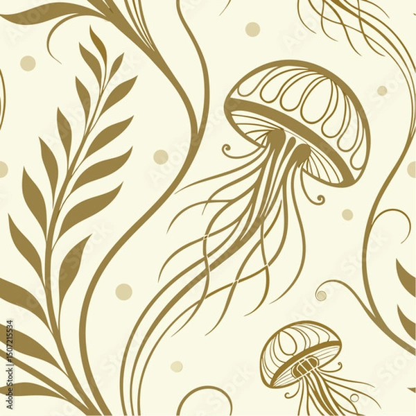 Obraz Vintage floral pattern with swirling leaves and decorative flower elements