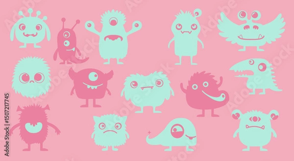 Fototapeta SET CUTE MONSTER