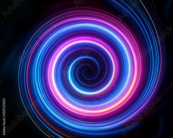 Fototapeta Abstract colorful spiral design with swirling light patterns and vibrant rainbow energy