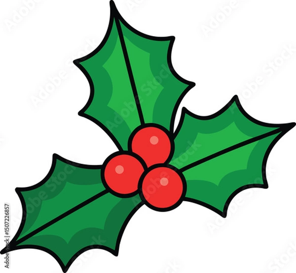 Obraz christmas holly with red ribbon