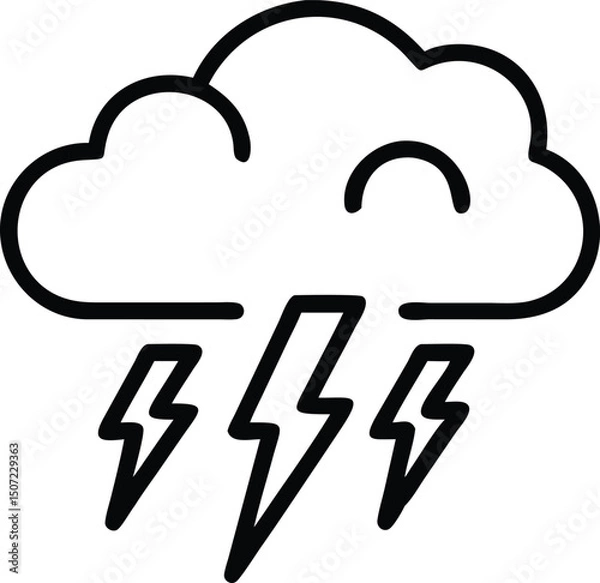 Fototapeta Abstract Weather Icon Vector — Lightning and Cloud Storm Pictogram