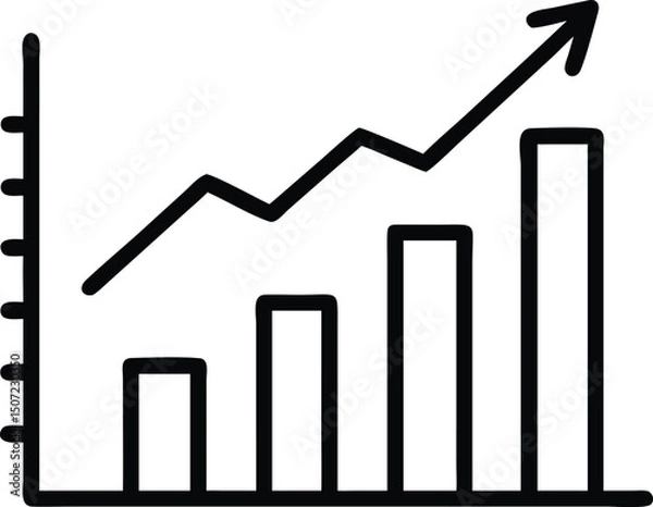 Fototapeta Red Upward Growth Arrow Chart Icon – Financial Success and Business Progress Illustration