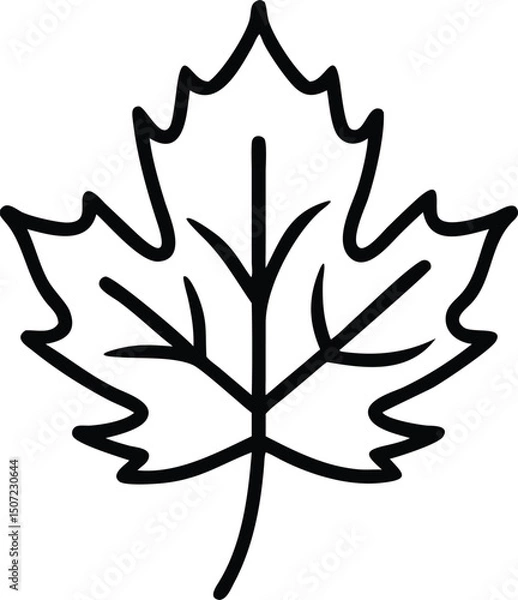 Fototapeta Maple Leaf Silhouette Vector – Decorative Autumn Nature Icon with Clean and Colorful Design