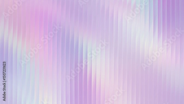 Fototapeta Ribbed glass hologram gradient in pink, violet, and light blue. Rainbow abstract effect with foil light and pink metal silver lines. Wall texture with diamond purple chrome glow and holograph mesh.