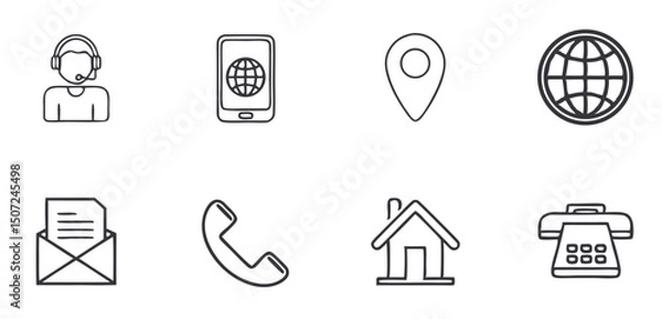 Obraz office contact icons collection with business communication symbols vector illustration

