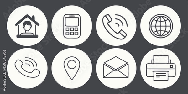 Obraz communication contact icons set including phone globe email location vector bundle
