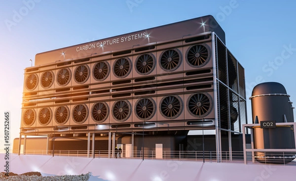 Fototapeta industrial carbon capture technology facility to reduce the CO2 in the atmosphere