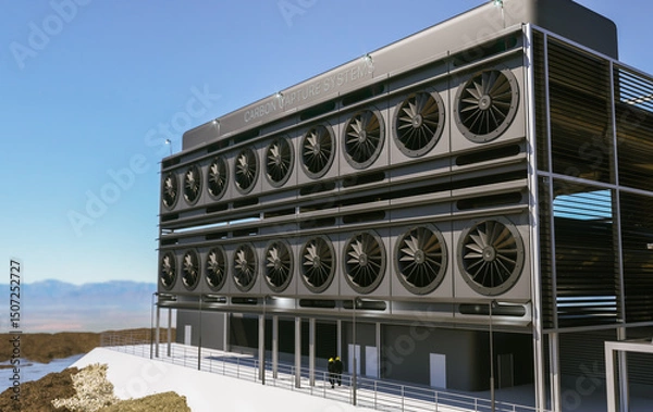 Fototapeta industrial carbon capture technology facility to reduce the CO2 in the atmosphere