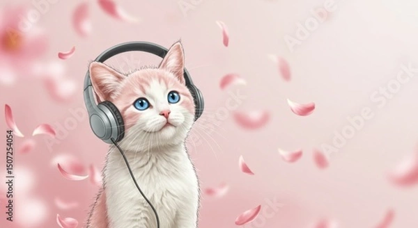 Obraz Funky Cat in Headphones
