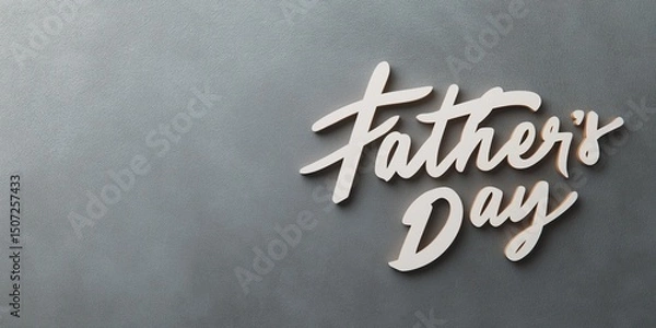 Fototapeta Simple Text Design with "Father's Day" in White Letters on a Gray Background, Minimalist Style with Cut-Out Word Effect and Solid Color Background