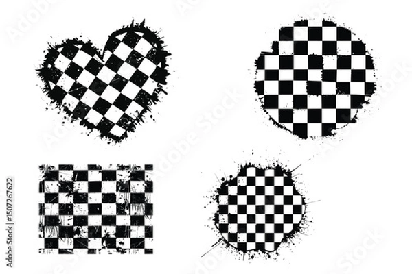 Fototapeta Grunge Checkerboard Shape Set