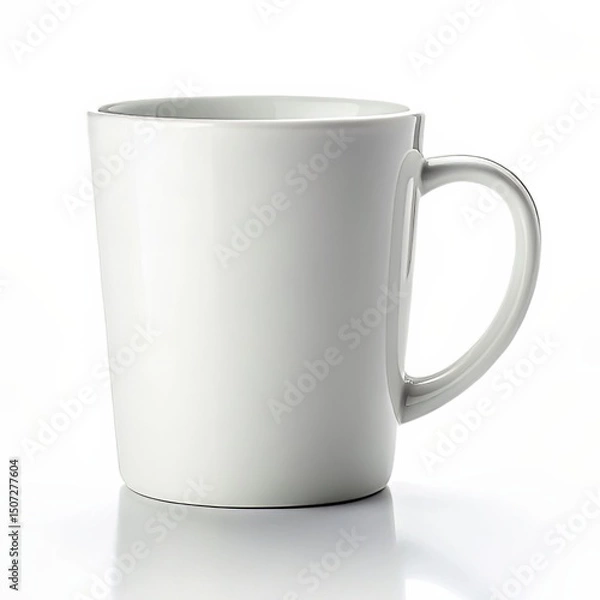 Fototapeta White Ceramic Mug on Reflective Surface