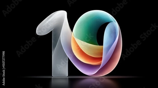 Fototapeta Anniversary logo 10th concept. Colorful Overlapping Transparent Numbers for a Clean Logo Design