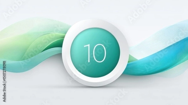 Fototapeta Anniversary logo 10th concept. A minimalist smart home device with a circular digital display