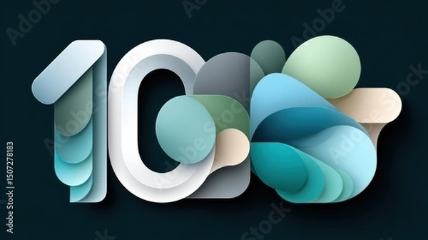 Fototapeta Anniversary logo 10th concept. Abstract modern typographic composition with the number 10