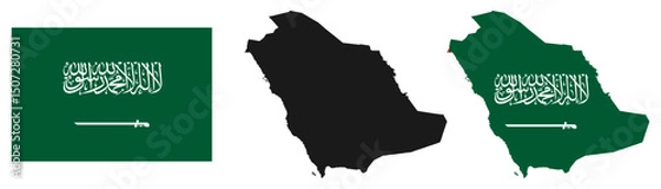 Obraz Saudi Arabia flag and map vector illustration