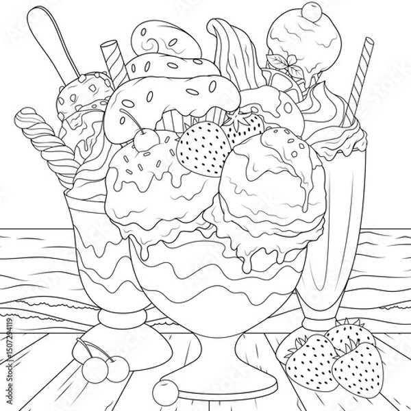 Fototapeta Vector illustration, ice cream set