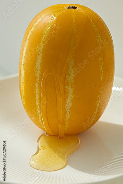 Fototapeta A melon and honey on a plate