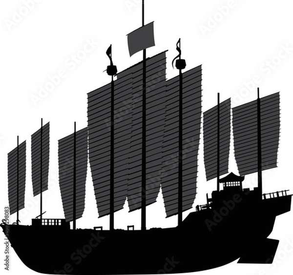 Obraz Sailing ship highly detailed vector silhouette