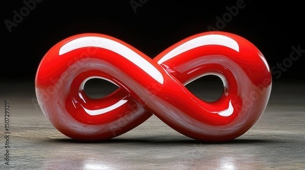 Fototapeta A Red Glossy Infinity Symbol on a Textured Surface