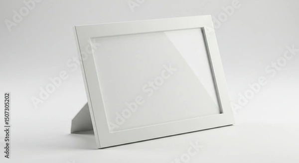 Obraz White square picture frame, angled on a plain background