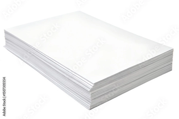 Fototapeta Stack of printer paper for office use isolated on transparent background