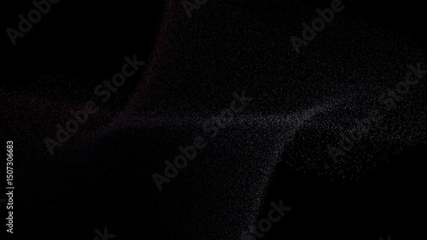 Fototapeta Minimalist 3D holographic black and grey dust wave particle shape illustration render