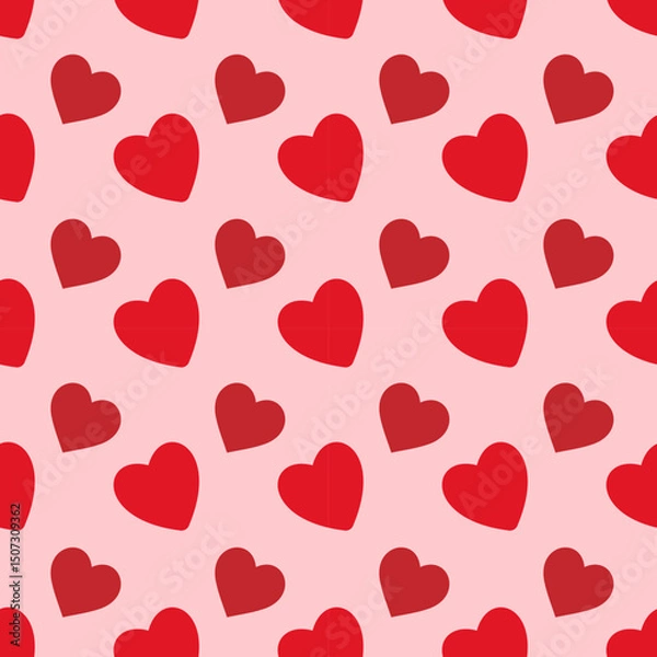 Obraz Love pattern vector illustration. Heart pattern seamless background. Abstract repeat pattern design with scattered red heart shapes.