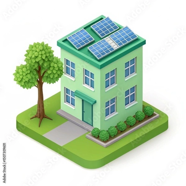 Fototapeta Green building consultancy featuring 3D icon isolated on a transparent background for sustainable projects