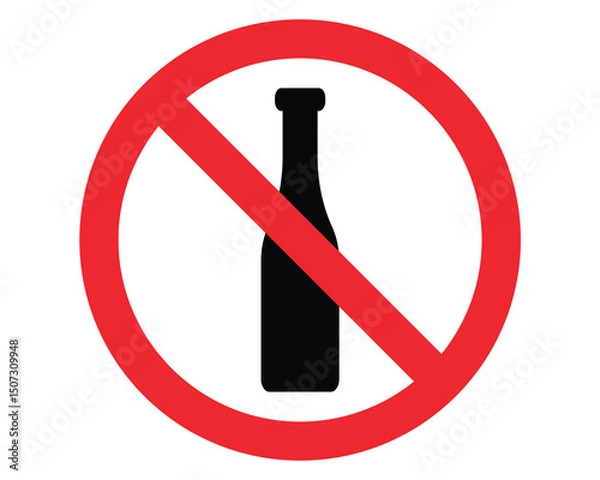 Fototapeta No Alcohol and Cigarettes Vector Icons – Prohibited Symbol Set for Warning Signs.