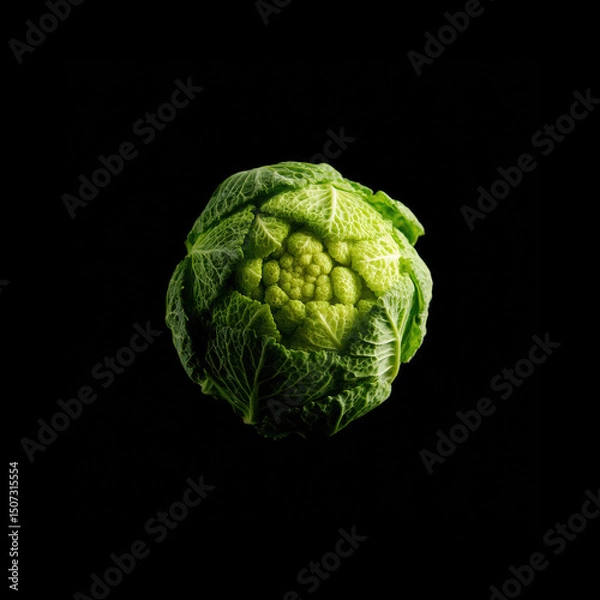 Obraz Delicate green cabbage against a dark background