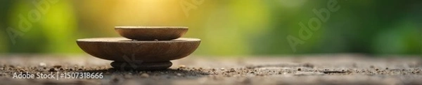 Obraz A serene image depicting scales perfectly balanced, representing equilibrium and harmony Subtle earth tones and natural textures convey a sense of peace and stability , fairness, symmetry, precise