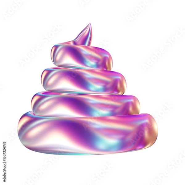 Fototapeta 3d render of chrome shape y2k inspired 0037