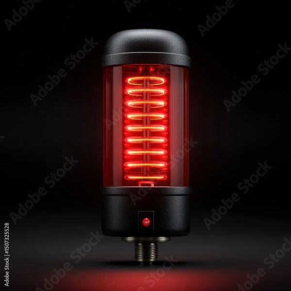 Fototapeta Red illuminated tube design in the dark