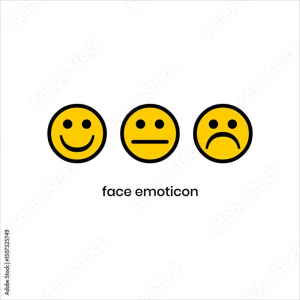 Fototapeta Creative Emoticon Face Logo Vector with Happy Sad and Angry Expressions in Minimalist Cartoon Style for Social Media Communication or Digital Character Branding Design