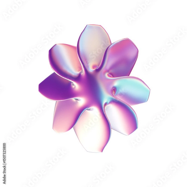 Obraz 3d render of chrome shape y2k inspired 0036