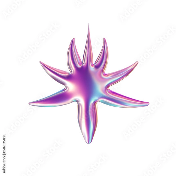 Obraz 3d render of chrome shape y2k inspired 0035