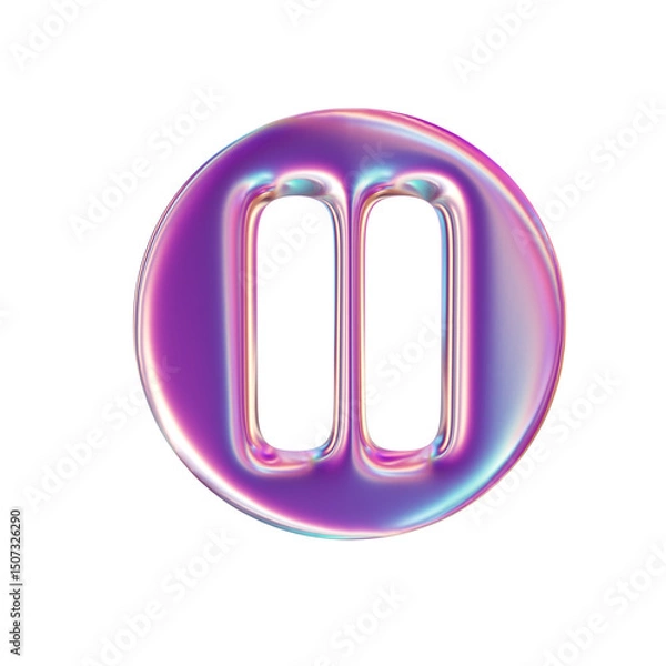 Obraz 3d render of chrome shape y2k inspired pause button