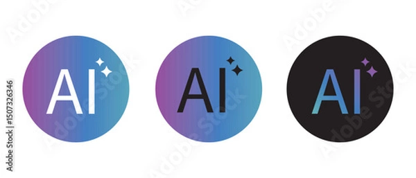Fototapeta AI generate tool ui software element icon vector simple graphic design set, enhance improve edit image picture button symbol, magic quality refine filter pictogram sign, optimize interface clip art 
