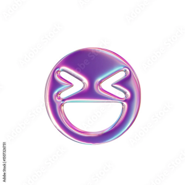 Obraz 3d render of chrome shape y2k inspired smily face