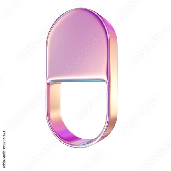 Obraz 3d render of chrome shape y2k inspired pill icon