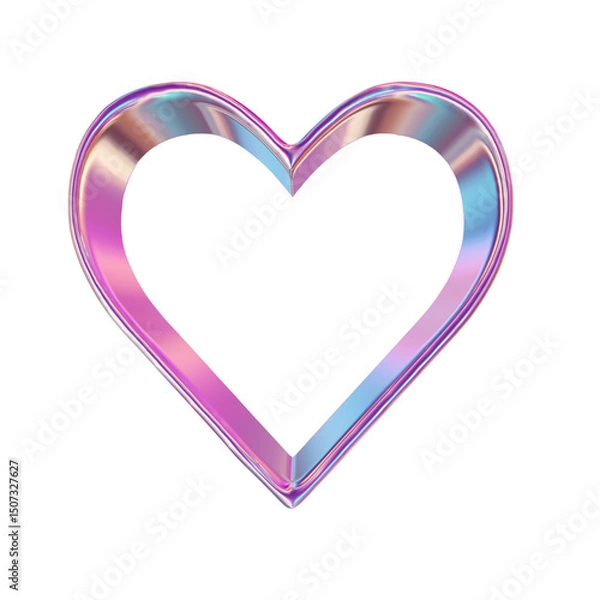 Obraz 3d render of chrome shape y2k inspired empty heart