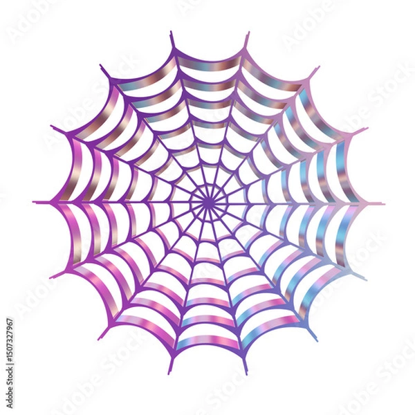 Obraz 3d render of chrome shape y2k inspired spiderweb
