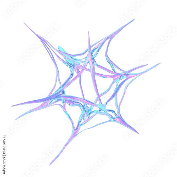 Fototapeta 3d render of chrome shape y2k inspired 0029