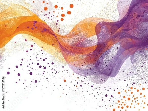Fototapeta Flowing Abstract Waves with Speckled Dots